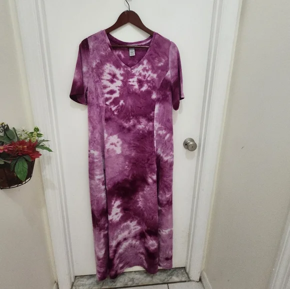Catherines | Dresses | Catherines Tie Dye V Beck Maxi Dress Purple X Coastal  Beachy | Poshmark